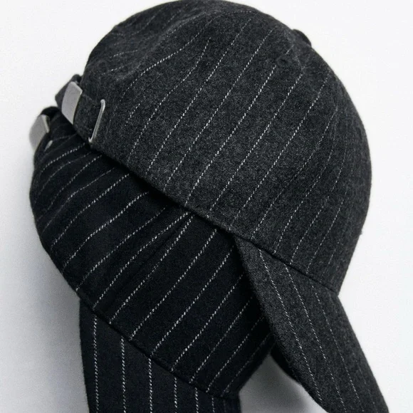 Zara PINSTRIPE WOOL BLEND CAP blogger favorite
